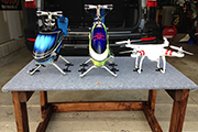 Quad copter, multi-rotor heli using Skid Clamps for transport in vehicle