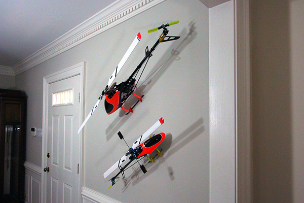 RC helicopters as wall art