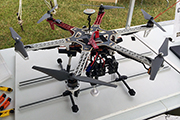 Multirotor helicopter secured with Random Heli Skid Clamps