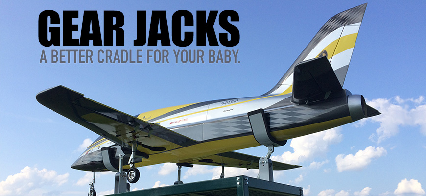 RC airplane is secured for transport using Random RC Gear Jacks Fuselage Support