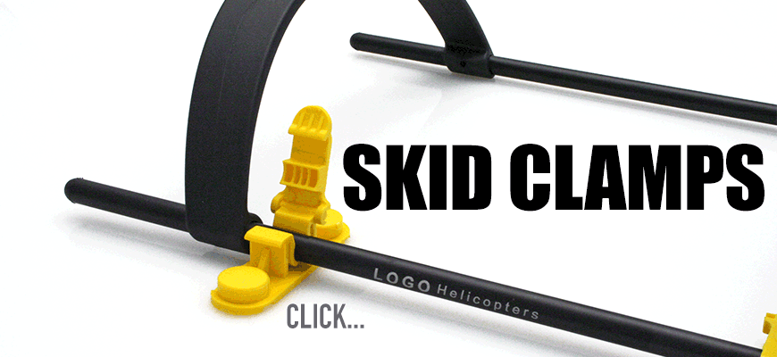 Random RC Skid Clamps make transporting your RC helicopters simple and reliable.