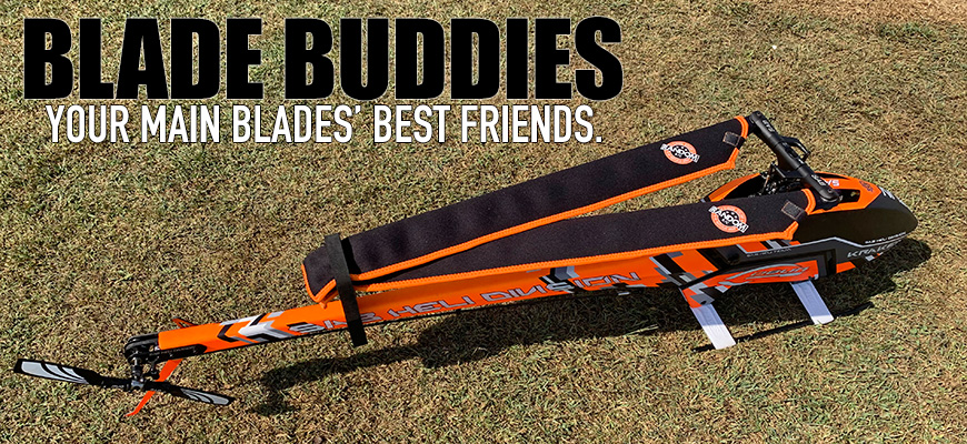 Random RC Blade Buddies protect main blades of Goblin Kraken RC Helicopter